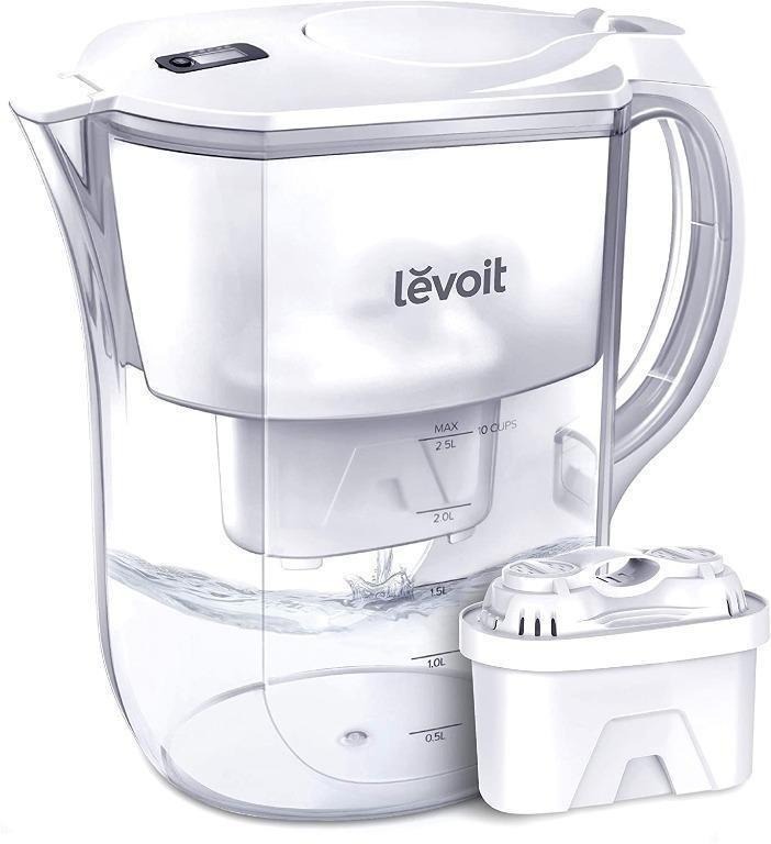 LEVOIT Water Filter Pitcher 10 cup with Electronic Indicator, Reduce