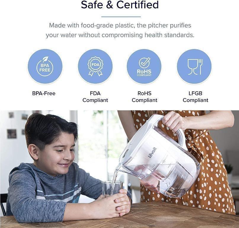 LEVOIT Water Filter Pitcher 10 cup with Electronic Indicator, Reduce