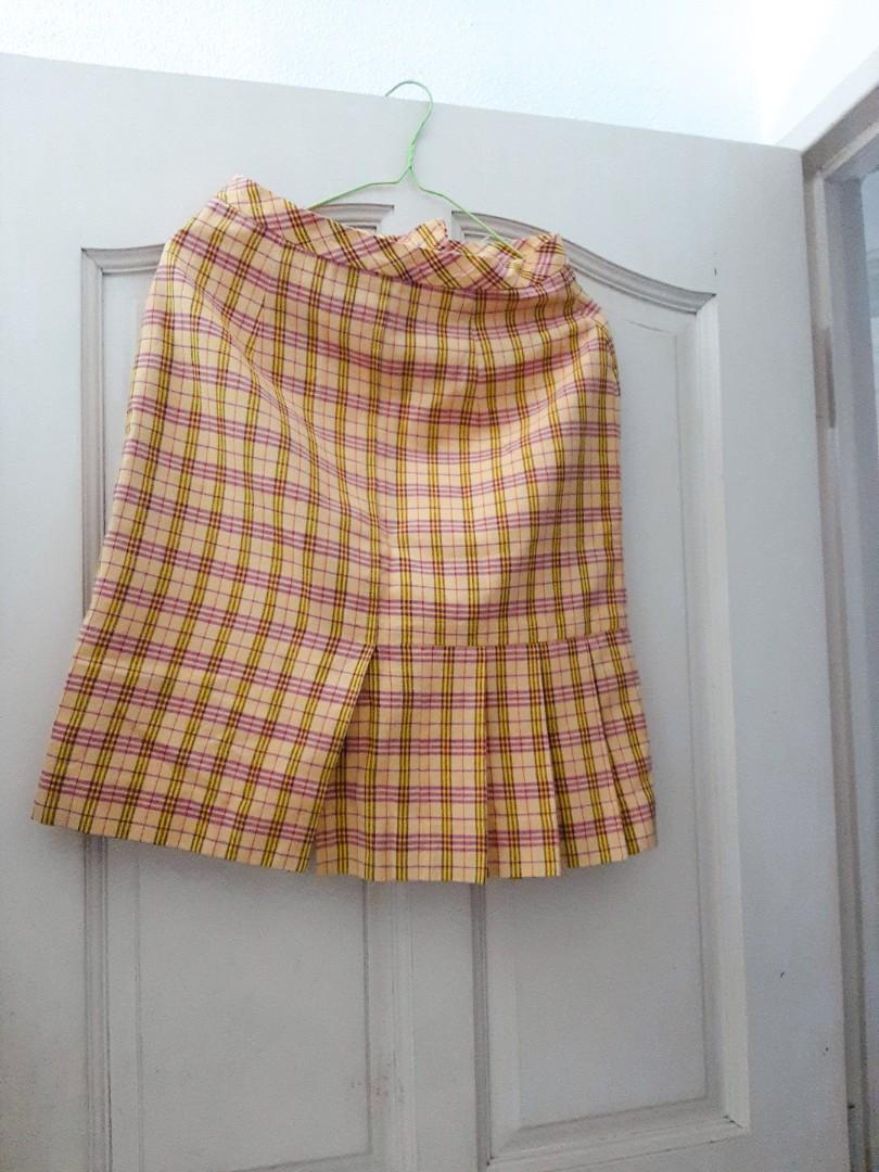 Orange plaid midi skirt on sale