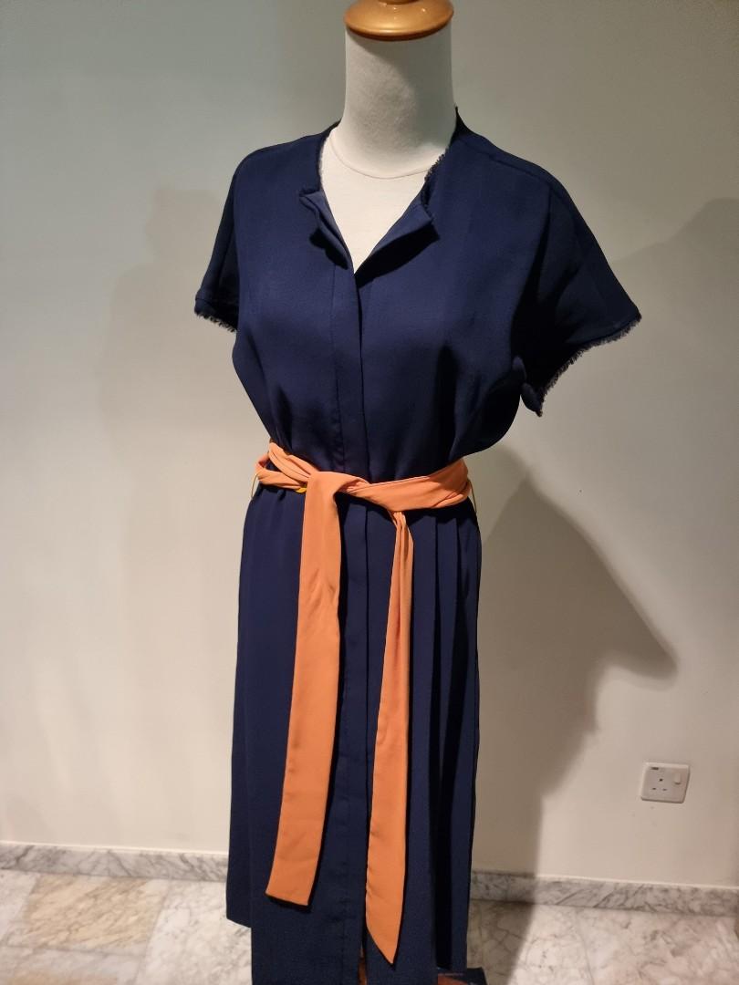 navy and orange clothing