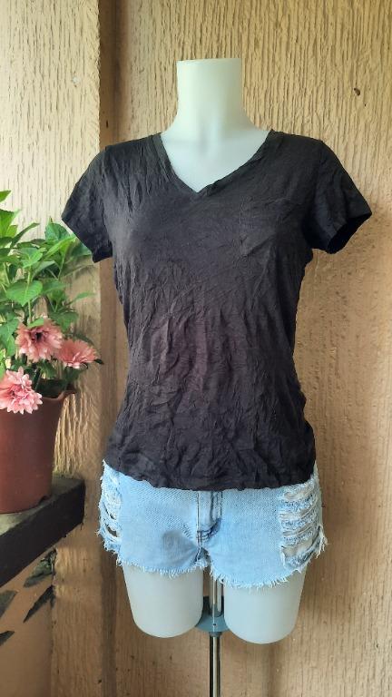 Max Studio Plain Black V-Neck Shirt