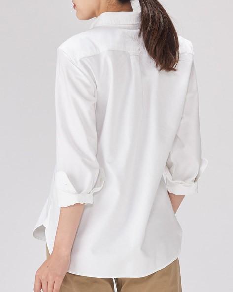 MUJI Cotton Long Sleeve Shirt (White L 