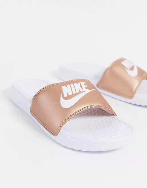 Gold nike sliders outlet