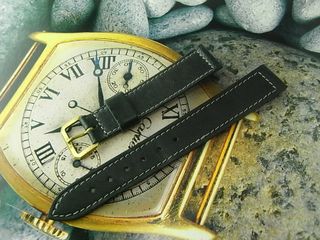 NOS 倉底 古董 NUMA JEANNIN 龍馬珍 16MM 皮錶帶 連 14MM 銅包金死扣64218660139266110