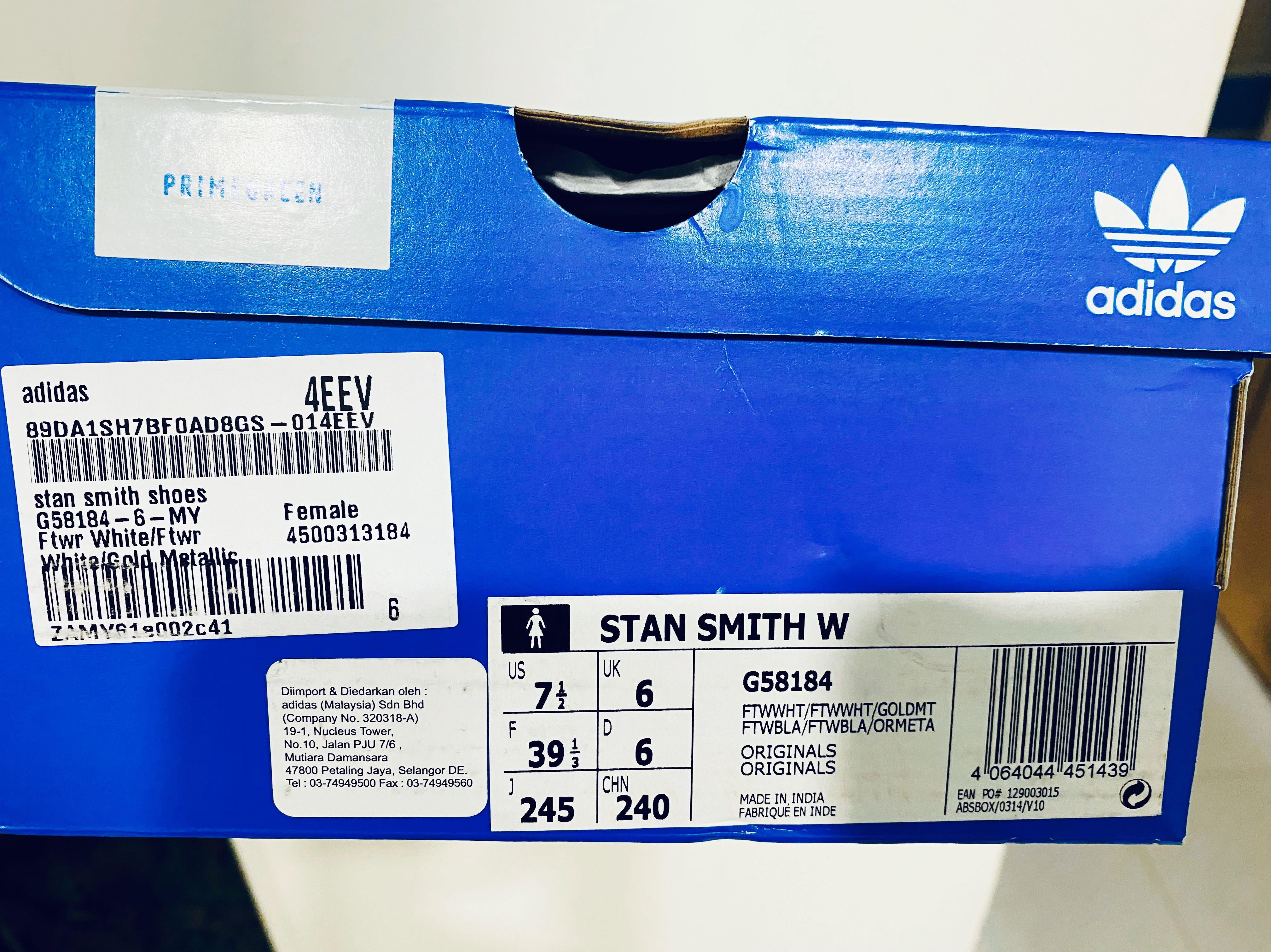 White adidas Stan Smith Shoes, G58184