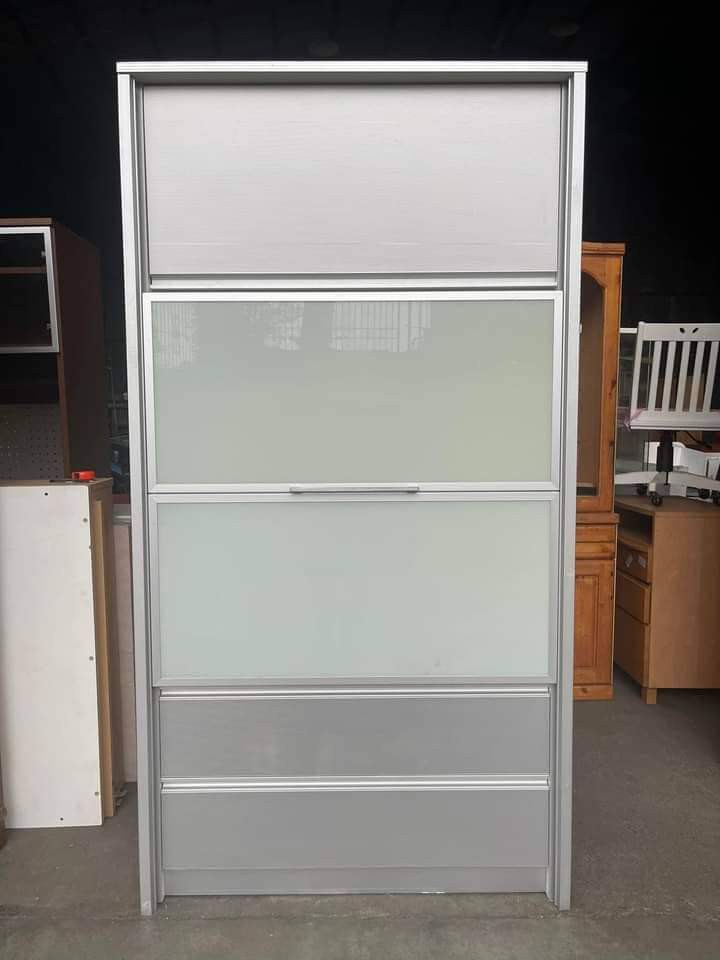 Pantry L39 W19 H75 inches Duco finish wood Pullup door Glass