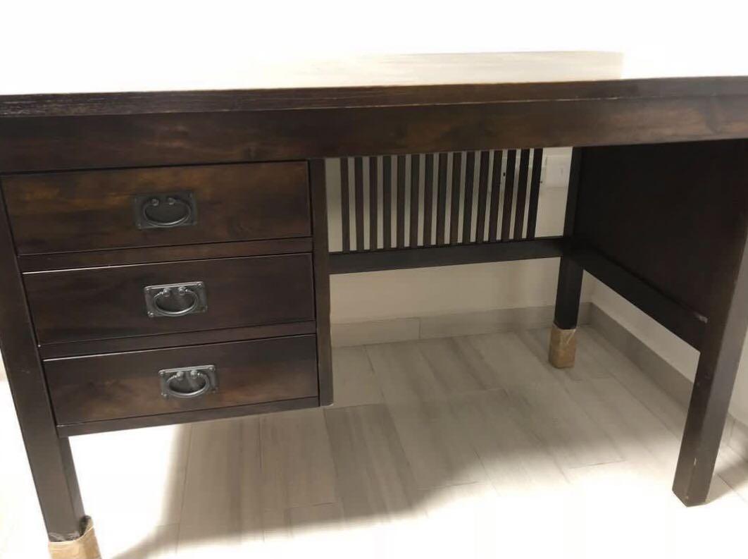 Picket and rail study desk table, Furniture & Home Living, Furniture