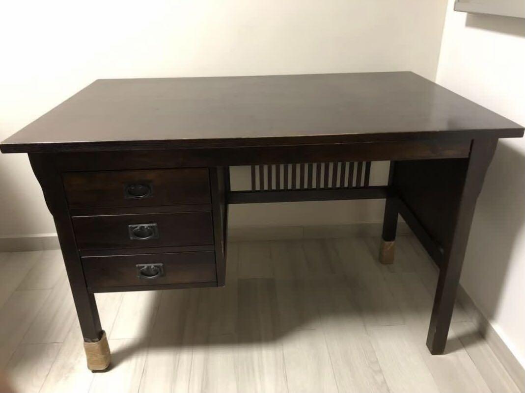 Picket and rail study desk table, Furniture & Home Living, Furniture