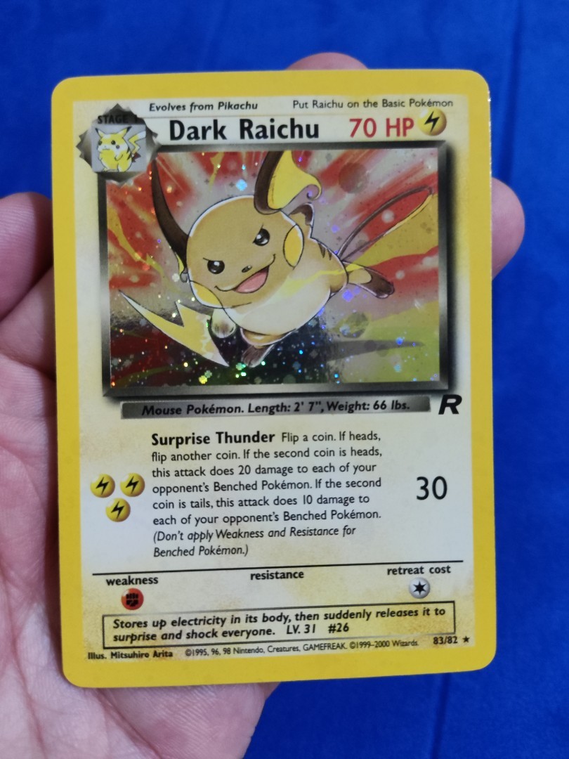 Pokemon TCG Dark Raichu Team Rocket Unlimited NM 83/82, Hobbies & Toys