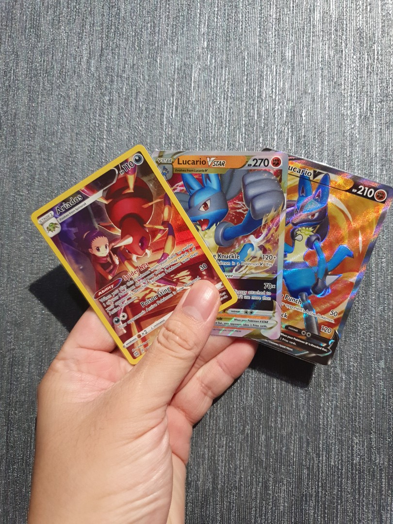 Pokemon TCG Lucario V/VSTAR Full Art Ultra Rare Cards + FREE Ariados CHR  Card, Hobbies & Toys, Toys & Games on Carousell