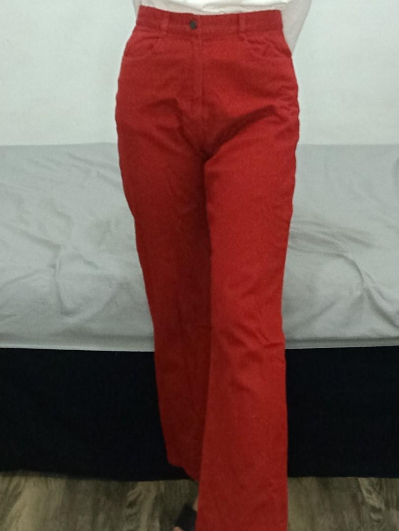 Red straight loose jeans, Fesyen Wanita 
