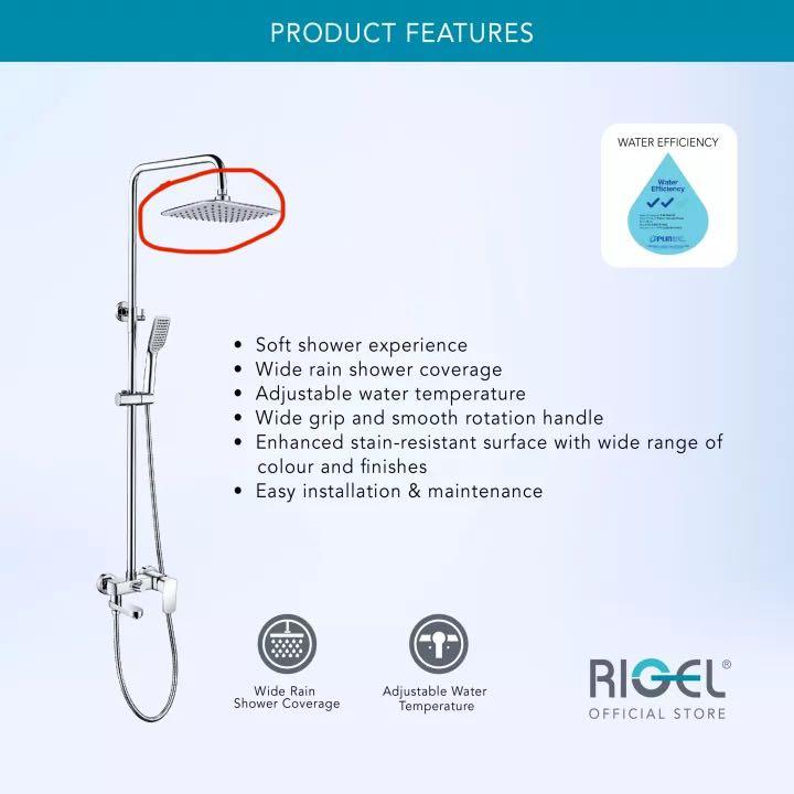 Rigel Rain Showerhead, Furniture & Home Living, Bathroom & Kitchen Fixtures on Carousell