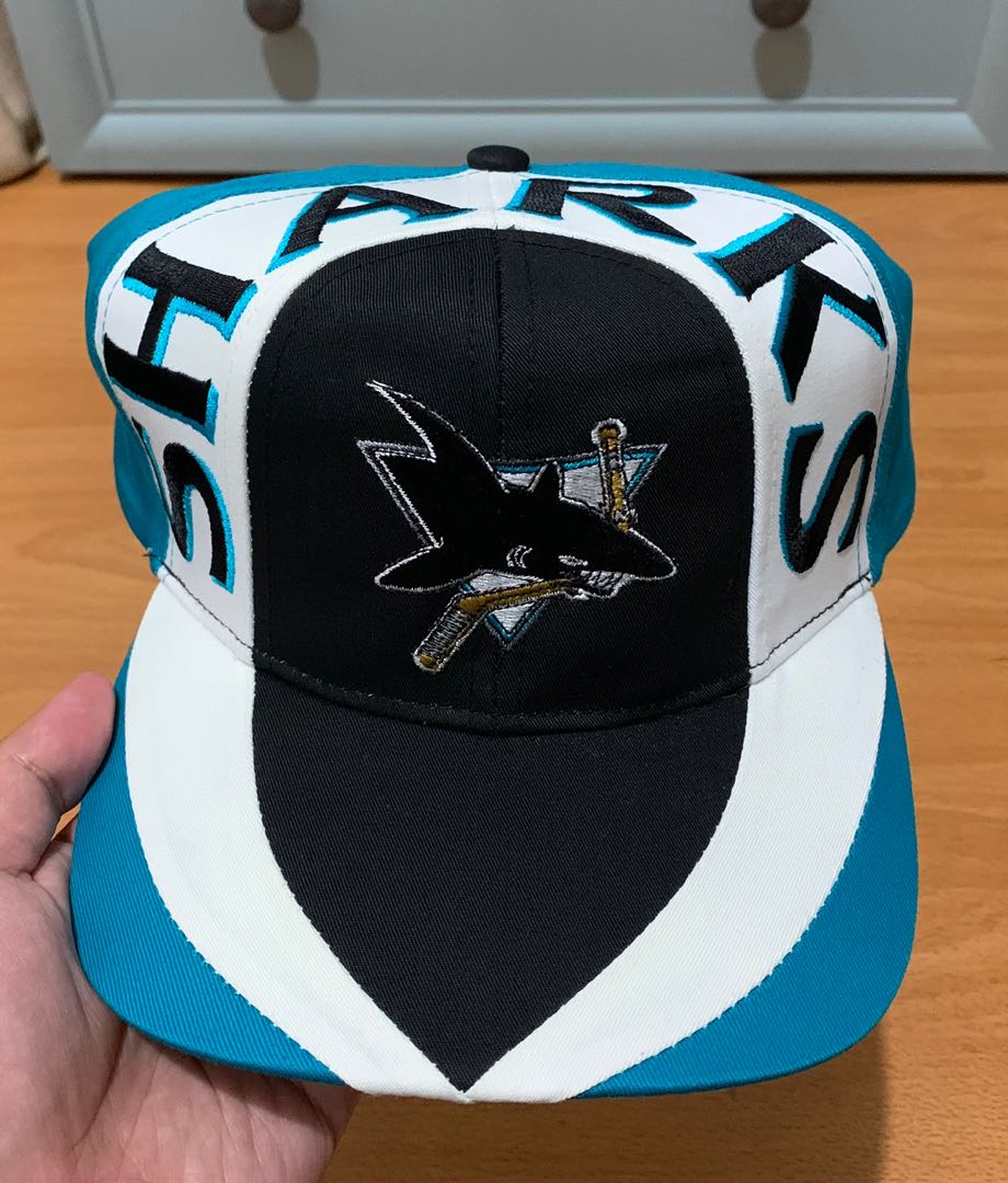 San Jose Sharks Wool New Era Fitted Hat Cap 7 3/8 - EXTREMELY RARE Vintage  Logo