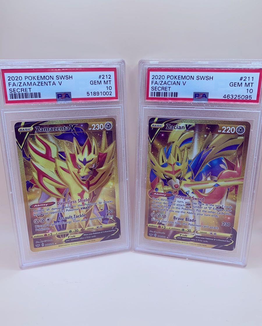 PSA 10 Secret Rare Zacian V and Zamazenta V (Gold), Hobbies & Toys, Toys &  Games on Carousell