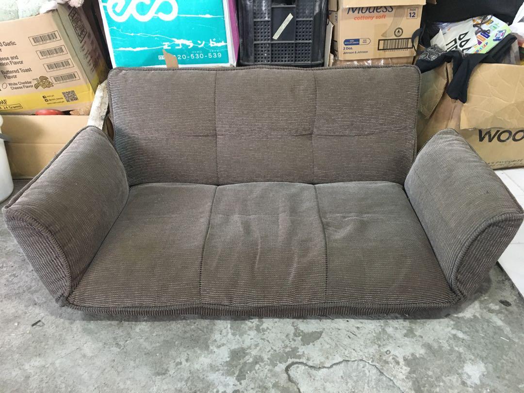 Sofa bed (Category: Sofas) located in Quezon City. Submitted by anythingthriftyph (Listing ID 1160937267, Image 2). Description: Last price posted Japanese floor sofa bed See pictures for reference 2 seater Foldable arm rest Foldable back rest Washable cover Honest issue zipper needs to be fixed.