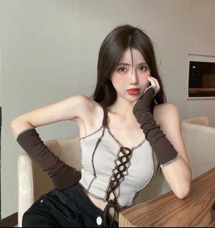 Stitching with sleeves tank Top singlet 