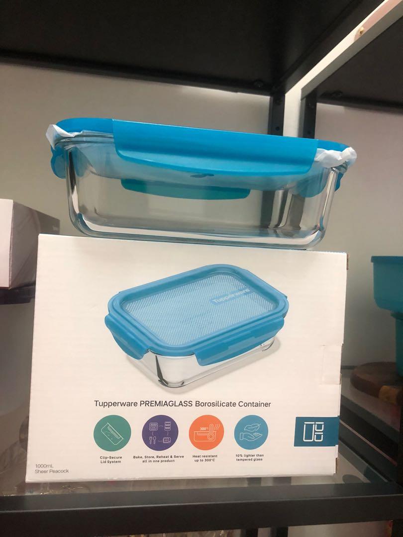 Tupperware PremiaGlass Premia Glass Container 1.5L and 1L Set of 2 Peacock  New