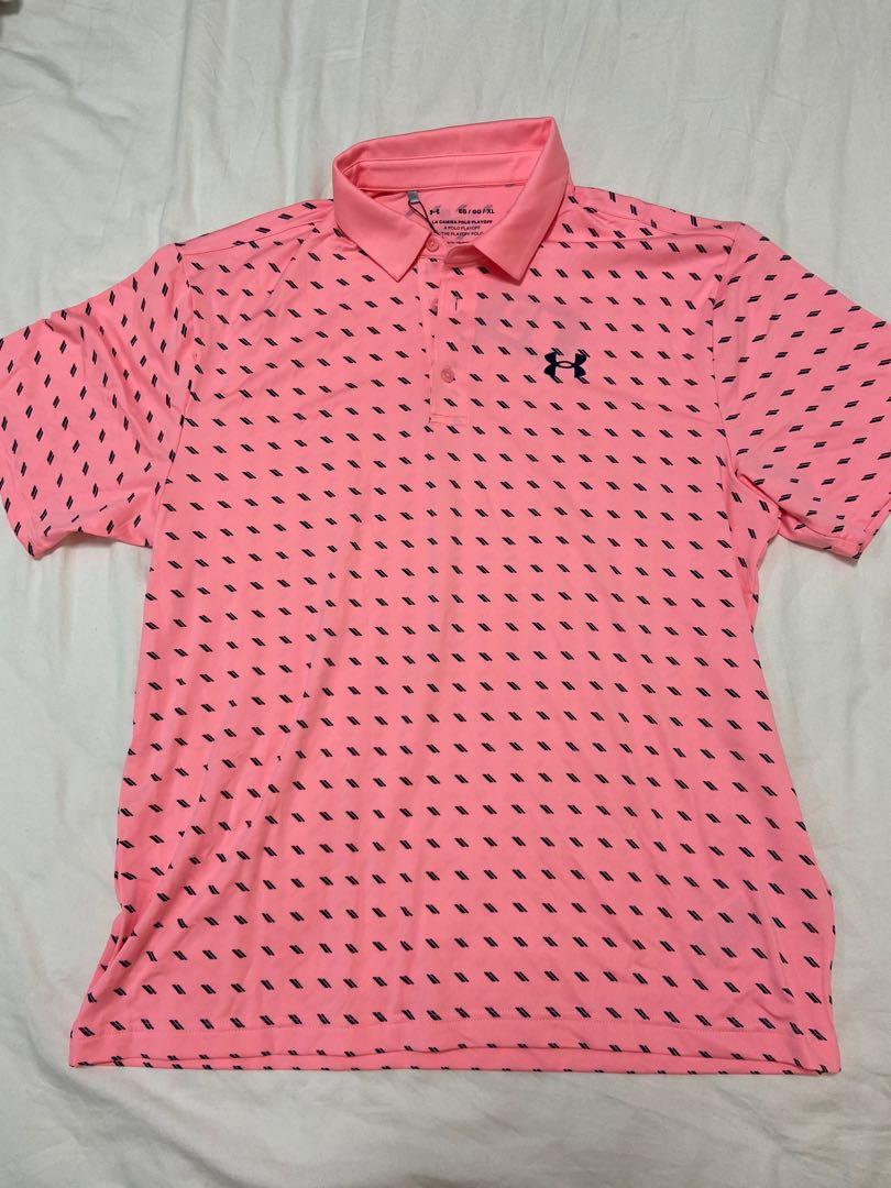 Men's under armour pink golf shirt online