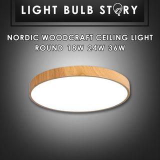 UPGRADED LED-Ultra Thin Nordic Light Full Wooden Design Ceiling Surface Light -TriColour