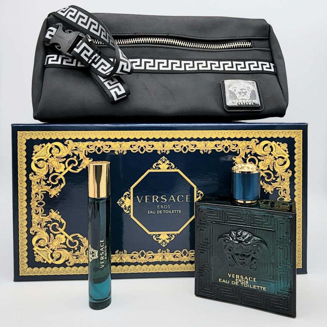 VERSACE Eros EDT 3 piece Gift Set 100 ml 10 ml Pouch BNIB Free delivery Beauty Personal Care Fragrance Deodorants on Carousell