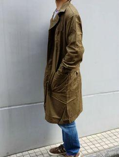 Vintage Shopcoat 深色卡其長版軍裝外套 groovy store 購入