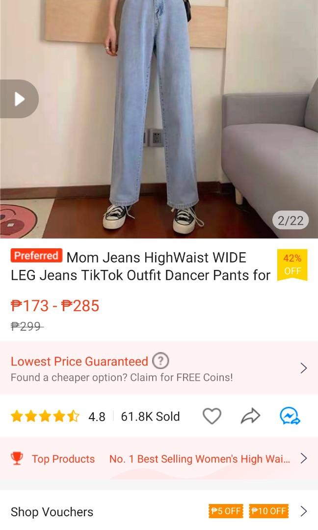 Wide Leg High Waist Jeans - Blue