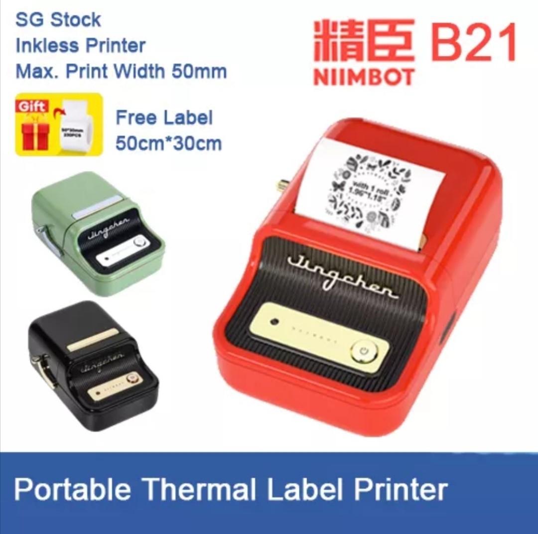 with Free Label】 NIIMBOT B21 Thermal Label Printer, Wireless ...