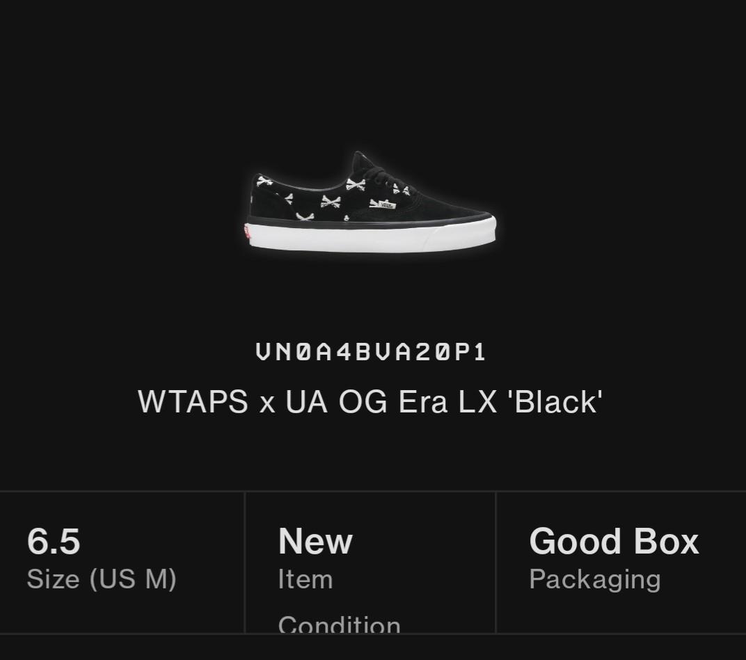 WTB 徵收VANS VAULT X WTAPS ERA LX BONES BLACK VN0A4BVA20P1 US6.5