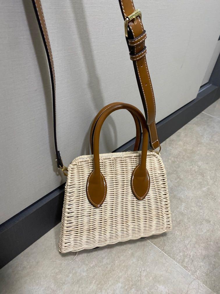 ZARA rattan straw bag crossbody strap, Women's Fashion, Bags & Wallets