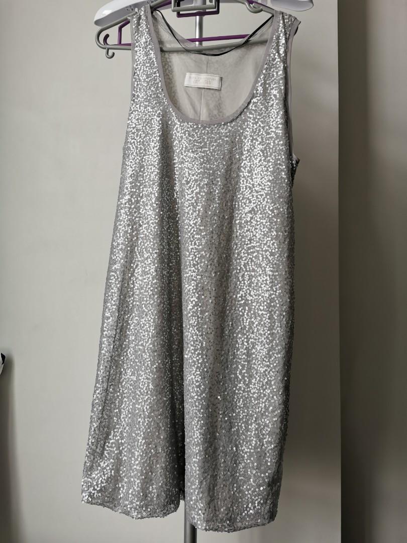 zara silver glitter dress