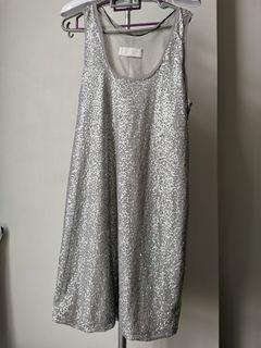 Zara silver sequin party mini dress