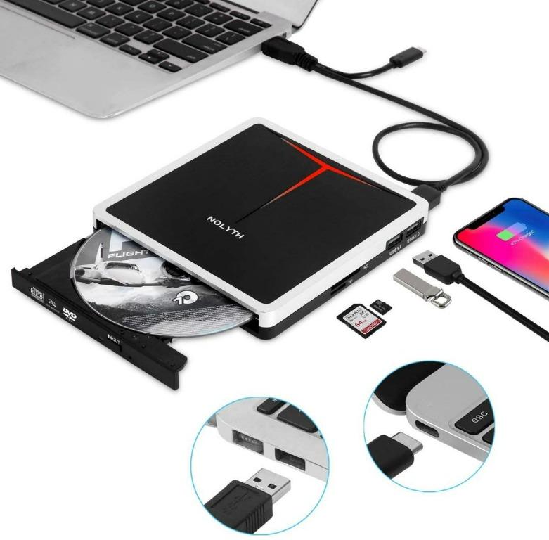 084) NOLYTH External Bluray DVD Drive USB 3.0 Type C 5in1 Bluray