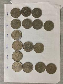 1970s 50 cents coins
