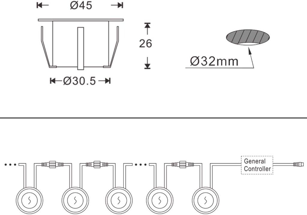 (257) Decking Lights Decking Lights Mains Powered YZGWZLD 45mm Warm