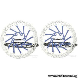 🆕! 2 X Blue 160mm MTB Bicycle Disc Brake Rotors + 12 Bolts #Dcbikes Slotted Disk ( 2 Pieces )
