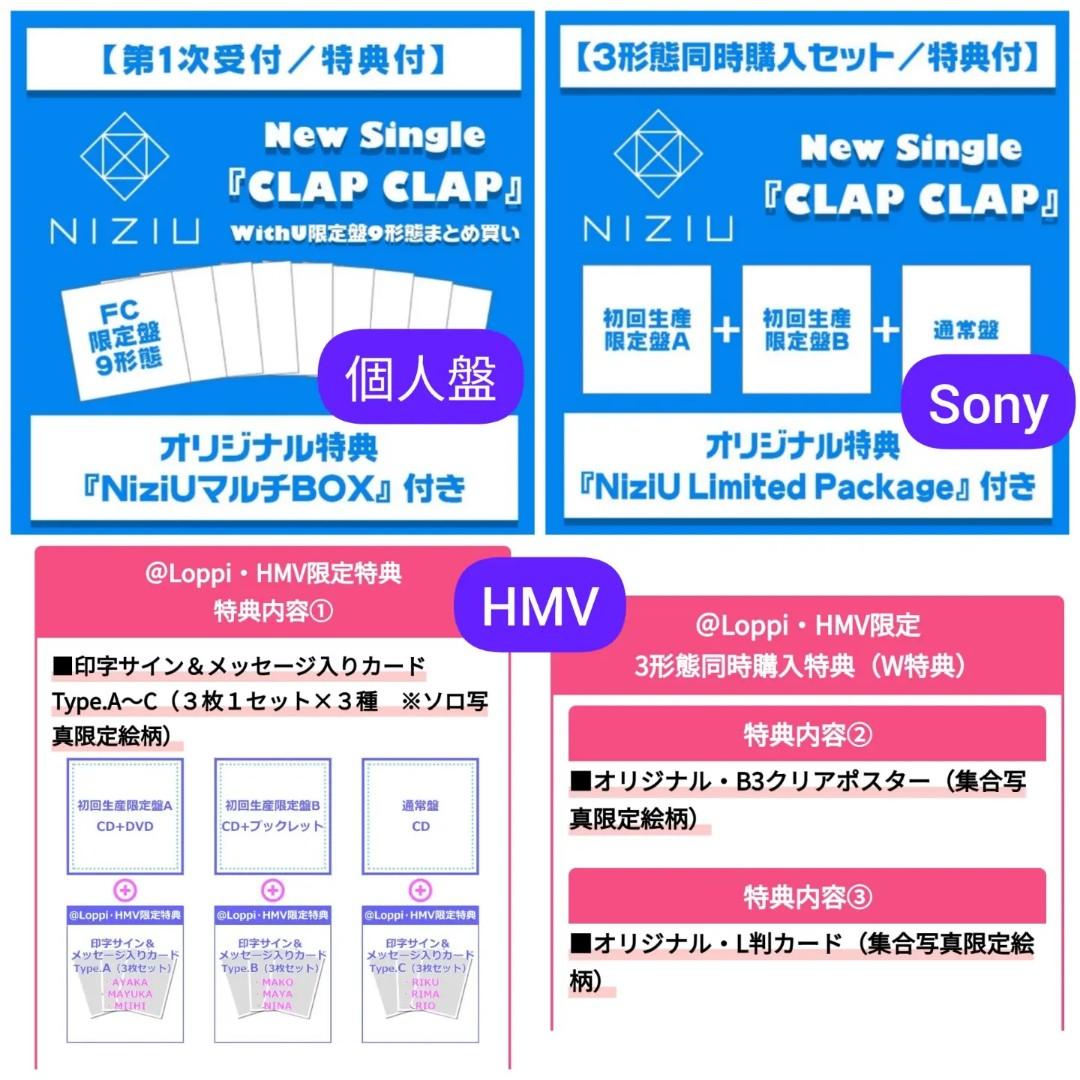 代購] NiziU 3rd Single <Clap Clap> 3單Jpop Kpop, 興趣及遊戲, 收藏品及紀念品, 日本明星-  Carousell