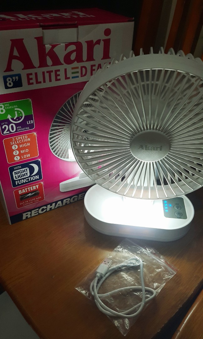 Akari rechargeable outlet fan battery