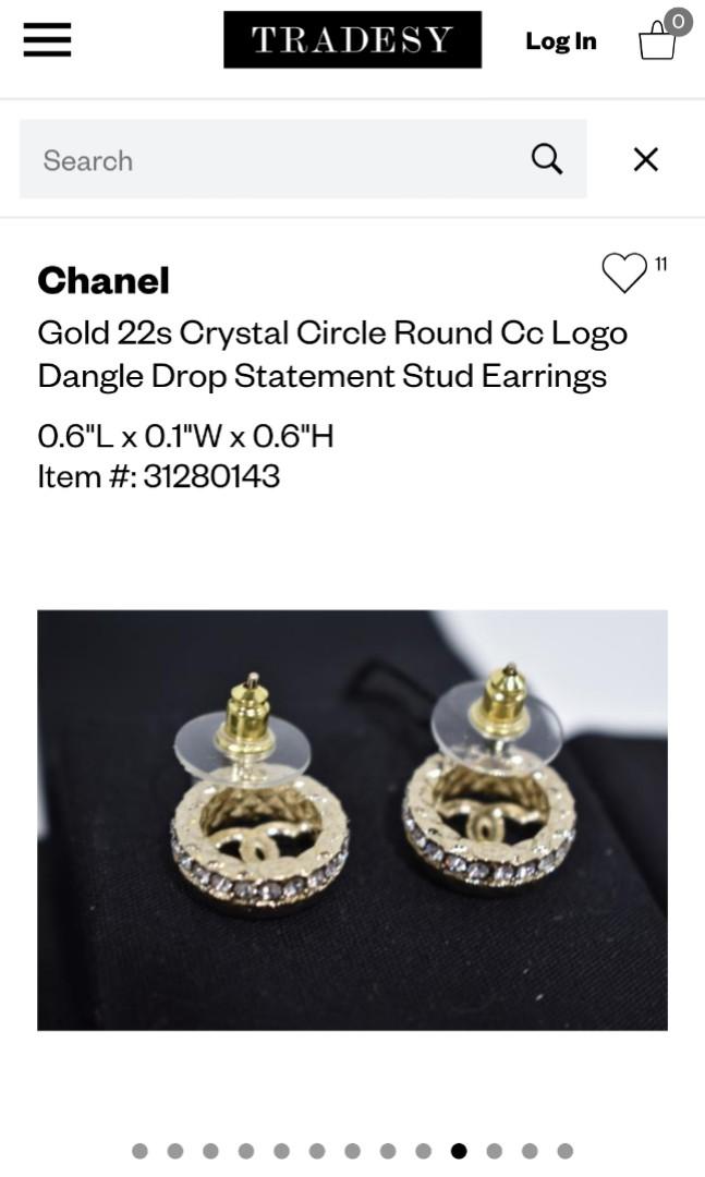 AUTHENTIC Chanel New 22S collection Gold with crystals CC stud