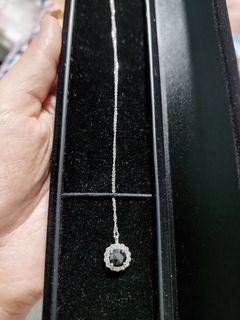 Black Diamond with Diamond necklace 14k Japan Gold