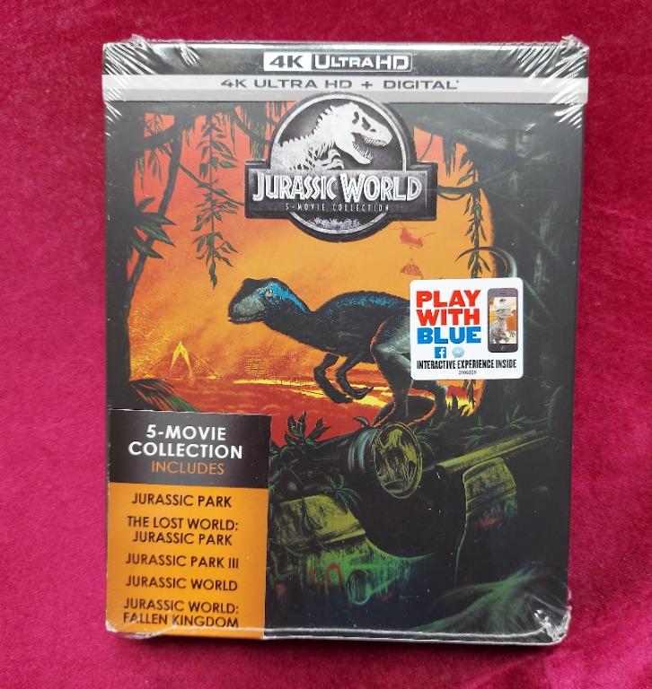 Brand New) 侏羅紀世界美版鐵盒Jurassic World 5 Movie Steelbook 4K