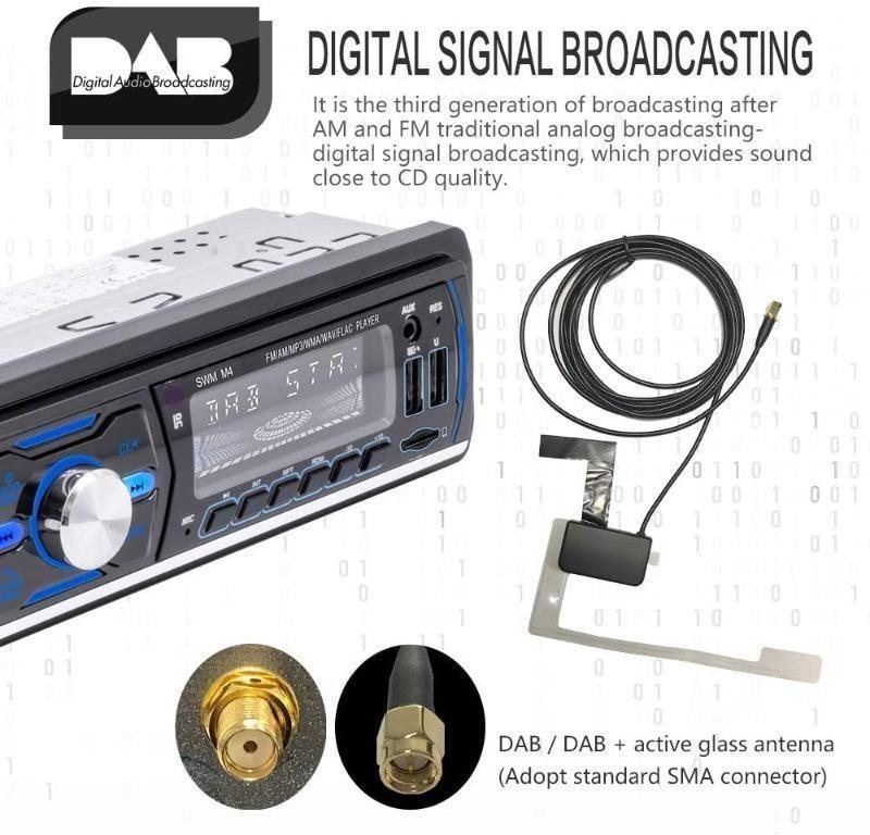 DAB+ Single 1DIN Car Radio Stereo Audio Bluetooth FM MP3 MP4 Player 2 USB  SD AUX