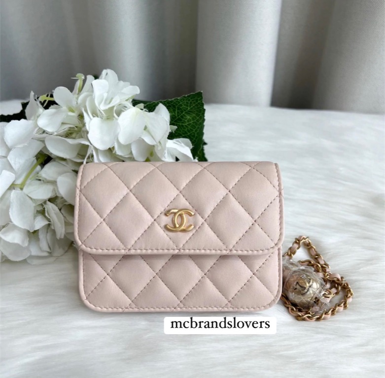 Chanel Pearl Crush Card Holder in 22C Beige Lambskin AGHW, Luxury, Bags ...