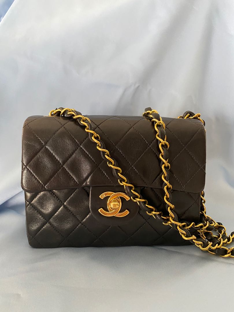 Chanel Vintage Mini Square 17cm black lambskin, Women's Fashion, Bags ...