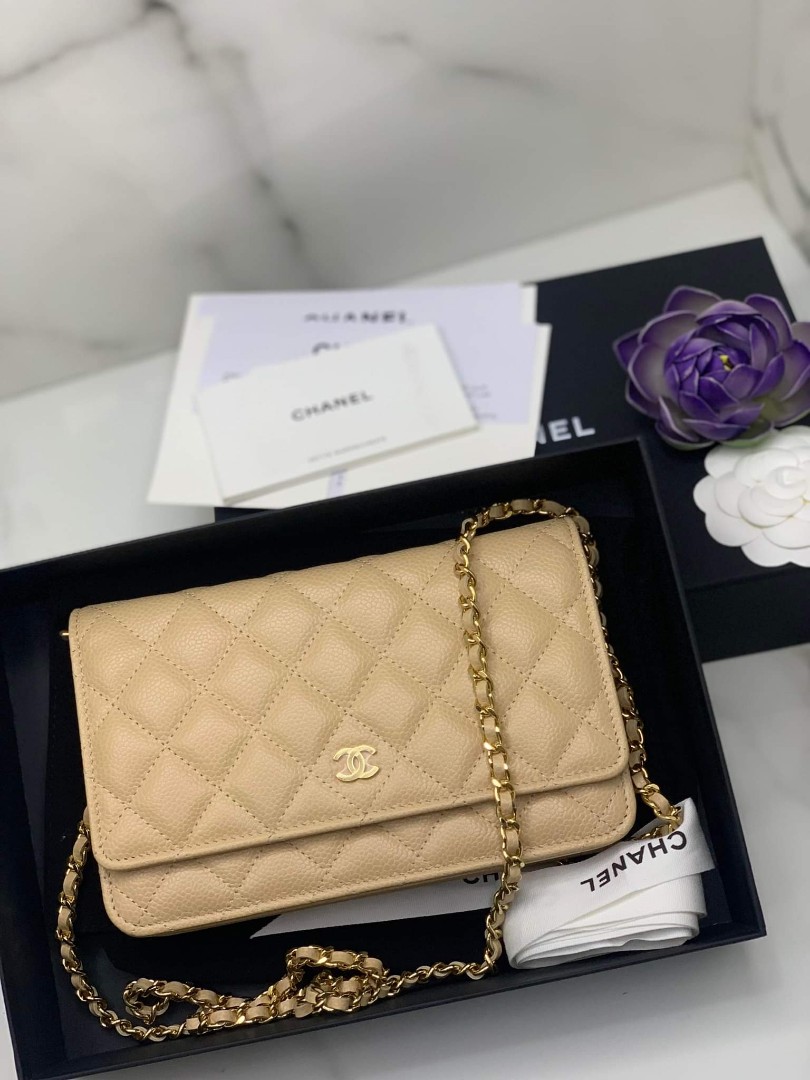 Classic Monogram Small WOC in Beige Grained Leather GHW