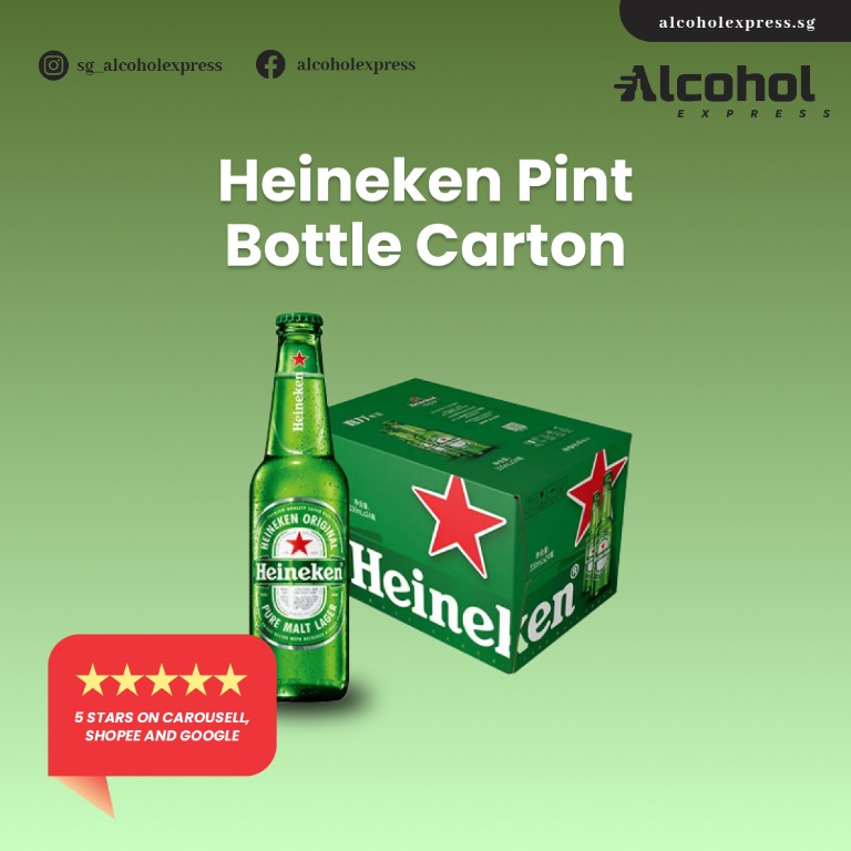 Heineken Pint Bottle - 24 x 325ml, Food & Drinks, Alcoholic Beverages ...