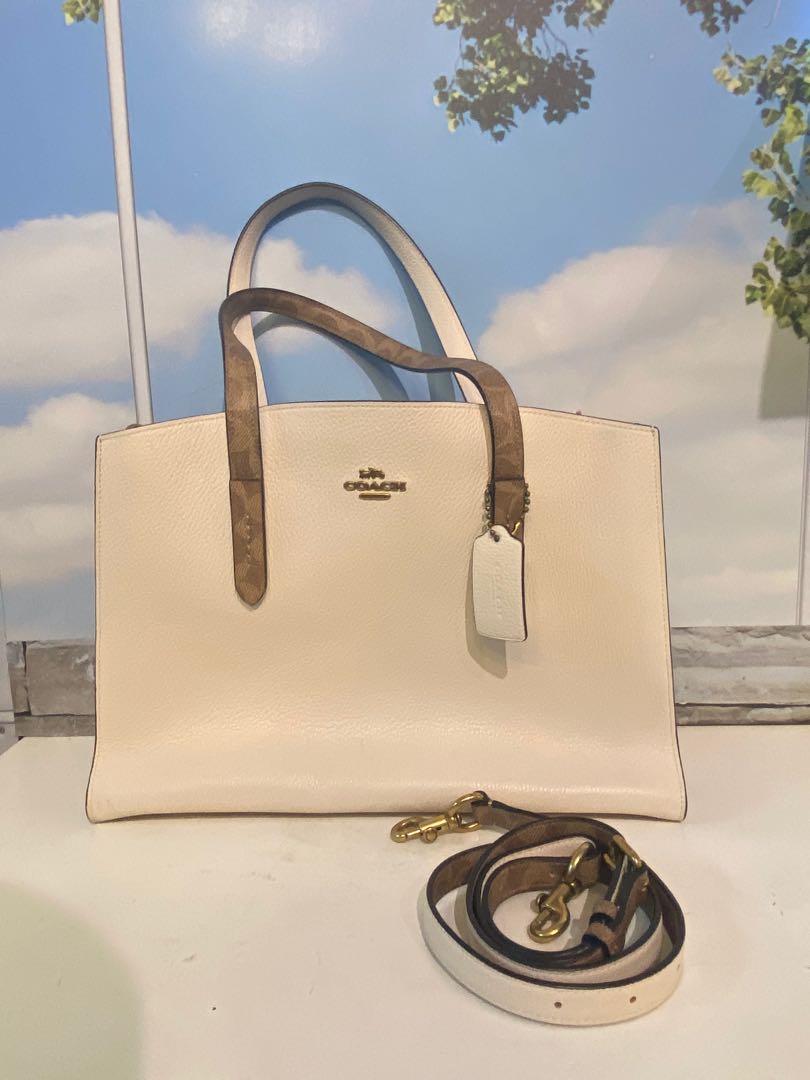 COACH Charlie Carryall Tan Chalk Satchel Bag