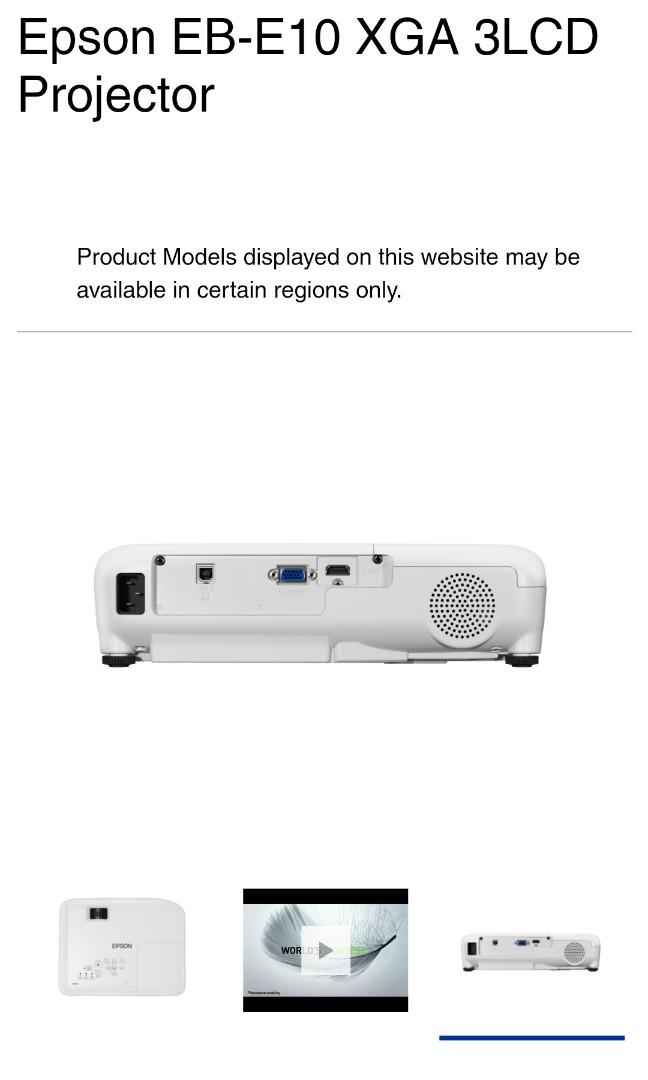 Epson EB-E10 XGA 3LCD Projector (BRAND NEW), TV & Home Appliances, TV ...