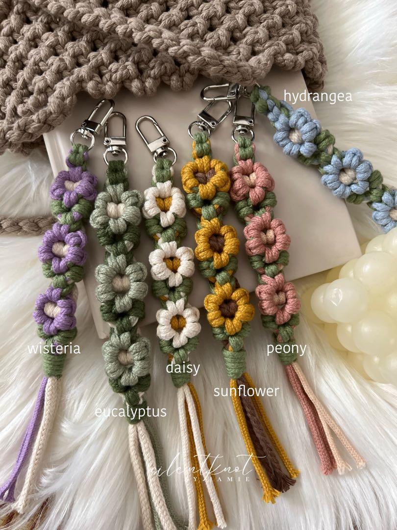 Handmade Macrame flower keychain/ bag charms/ Party favors-Purple