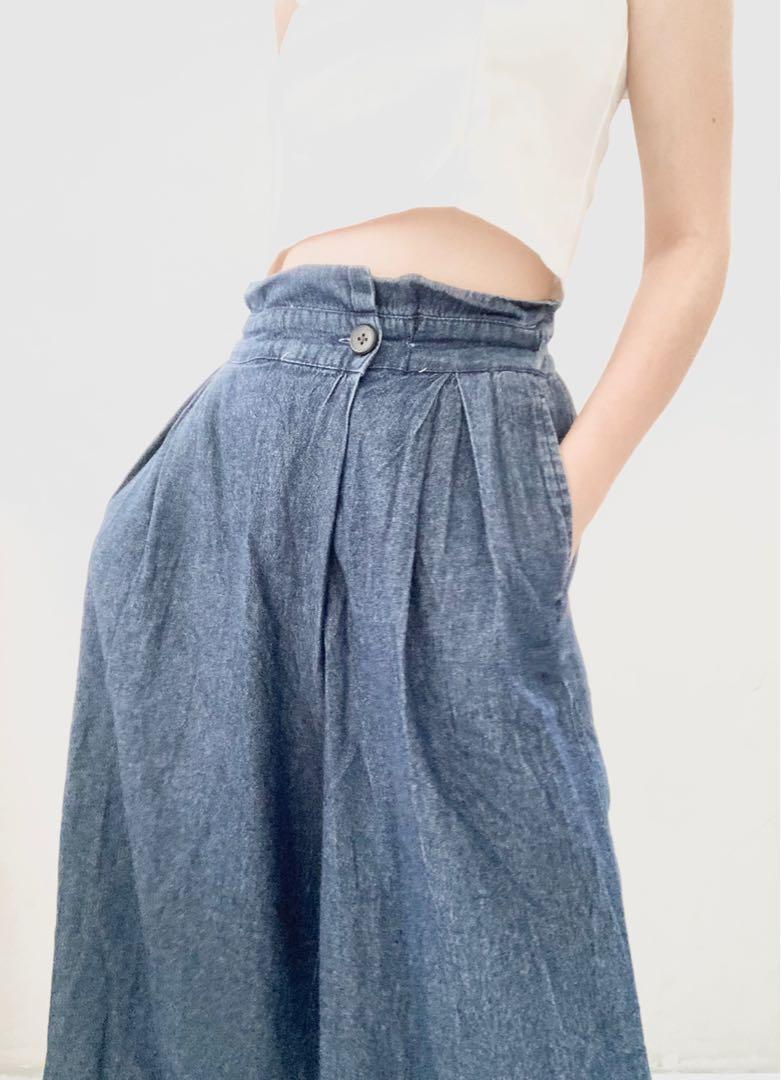 High Waist Long Cullote Denim Wide Leg 