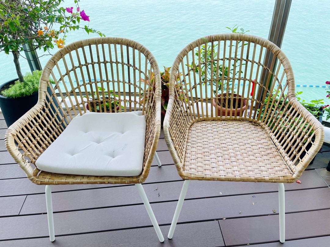 IKEA NILSOVE chair with armrest rattan armchair, Furniture & Home